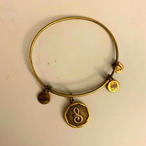 Alex and Ani Script Initial Bangle “S” Gold